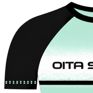 Maillot de sport personnalisé vert menthe et noir à manches courtes raglan, col rond, respirant, pour entraînement athlétique, uniforme d'équipe, performance - Product Image 3