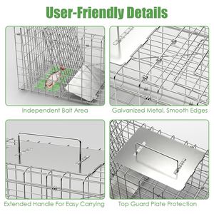 Trappola Pieghevole per Animali Vivi 31x12x11 con Copertura e Guanti, Gabbia Resistente per Animali Domestici - Product Image 5