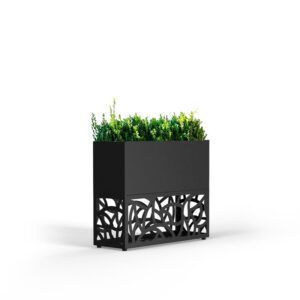 Maceta Moderna de Hierro Negro con Recortes Geométricos, Decoración Interior para el Hogar, Diseño Minimalista, Acabado con Recubrimiento en Polvo - Product Image 2
