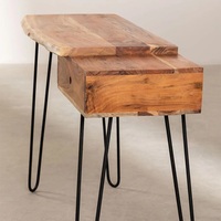 Bureau d'ordinateur Vandana Hexa Vista avec plateau en bois et pieds en métal