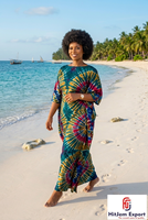 Robe Kaftan de Plage Ample Imprimée Personnalisée pour Femme en Soie, Coton et Rayonne – Mode Estivale – Fabricant OEM ODM – Fournisseur de Tissus Personnalisés
