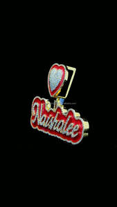 Pendentif en émail rouge personnalisé VVS Moissanite dernier Iced Out Brilliant Cut 925 Silver Gold Plating Hip Hop Heart Bail Enamel Pendant - Product Image 5