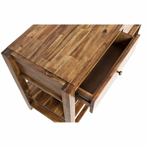 Strip Design <strong>Small</strong> Wood Joint Texture Style Solid Acacia Wood Two Huge Storage <strong>Drawer</strong> Living Space Entryway Wooden <strong>Console</strong> Table