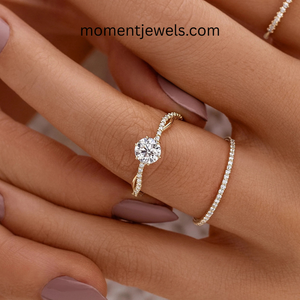 Anillo de Compromiso de Plata de Ley 925 con Circonita, Chapado en Oro, Anillo de Boda Trenzado para Mujer - Product Image 2