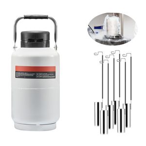 Contenitore per Azoto Liquido in Lega di Alluminio da 3 L, Serbatoio LN2 con 6 Contenitori, Attrezzatura di Refrigerazione da Laboratorio con Borsa e Cinghie per il Trasporto - Product Image 1