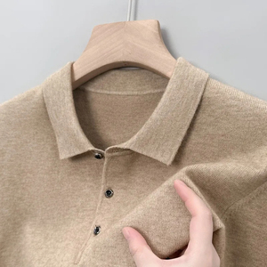 Pull en cachemire 100% pure laine pour homme, col polo, tricoté, automne-hiver, nouveau modèle chaud, édition coréenne, veste tendance - Product Image 2
