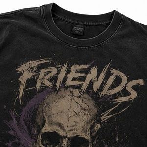 T-shirt noir pour homme à imprimé crâne gothique, manches courtes, col rond, coupe classique, jersey de coton, t-shirt graphique - Product Image 2