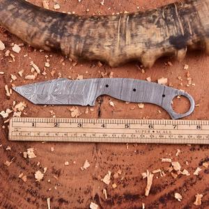 Lame de couteau Skinner en acier Damas de 8 pouces, vierge, pour la fabrication de couteaux personnalisés, en acier à haute teneur en carbone forgé à la main, lame non finie - Product Image 2