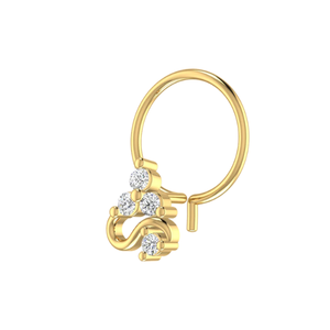 AJRETAIL Bijou de piercing fin en or 14K pour femme, design étincelant, diamant naturel 0,069 ct, clou de nez ethnique pour mariage - Product Image 4
