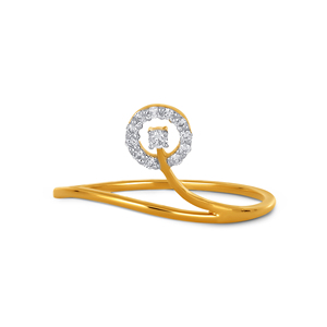 Bague en diamant Serene Curve, or premium, sertie de diamants, design feuille ouverte, pour femmes |   Bijoux avec accent en diamant de 0,08 ct - Product Image 2