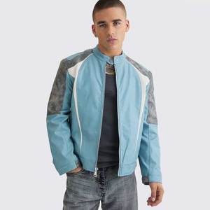 Veste en cuir pour homme de style luxueux, de bonne qualité, à bas prix, fermeture éclair, livraison directe, prix réduit, veste en cuir de motard pour homme - Product Image 3