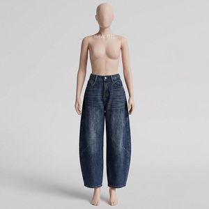Jean Sport en Denim Épais Lavé à Cordon de Serrage pour Femme, 100% Coton 220g, Séchage Rapide, Respirant, Taille Mi-Haute, Qualité Supérieure - Product Image 1
