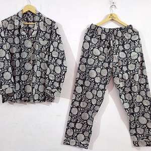 Floral Print 100% Cotton Pajama <b>Set</b> Soft Breathable Thermal Sleepwear Women Night Suit Home Lounge Wear - Product Image 1