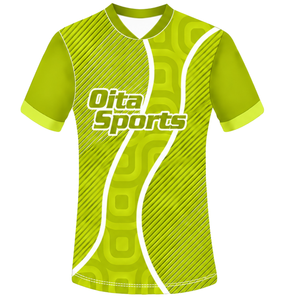 Camiseta de Rugby Verde Lima y Blanca, Manga Corta, Cuello en V, Uniforme de Equipo con Diseño Geométrico, Personalizable, Transpirable, Ropa Deportiva para Entrenamiento - Product Image 1