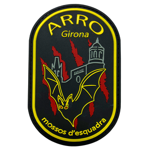 Parche de Goma 3D de los Mossos D'esquadra de Girona, Diseño de Murciélago Negro y Amarillo, Emblema Adhesivo - Product Image 4