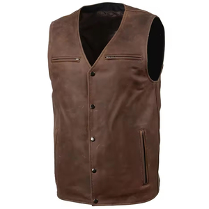 Gilet de motard en cuir respirant grande taille style SWAT pour moto, chopper, touring, vintage, sportswear - Product Image 5
