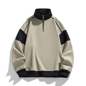 Sudadera de punto transpirable para hombre con bloques de color, cremallera de un cuarto, manga raglán, cuello alto, estilo casual, ajuste regular, para otoño - Product Image 3