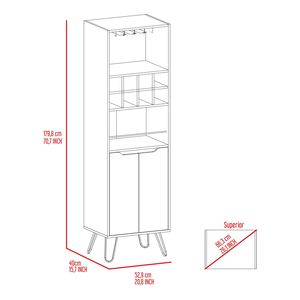 Mobile bar Sheffield H con otto scomparti per bottiglie e due ripiani in vetro - Product Image 6