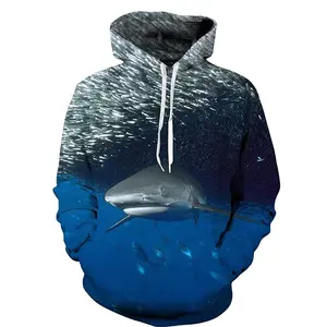 Great White Shark 3D Custom Sublimated Printing Hoodie Fashion Men and Women Clothes O Neck Long Sleeved Printing Tops