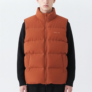 Chaleco Acolchado sin Mangas con Cuello Alto Color Naranja para Hombre Hawk Eye, Chaqueta Casual de Invierno Resistente al Viento con Bolsillos Delanteros y Cierre de Cremallera - Product Image 1