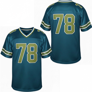 Customizable Teal American Football Jersey V-Neck Short Sleeve Sublimated Print Moisture Wicking Mesh Uniform for <b>Men</b> - Product Image 1