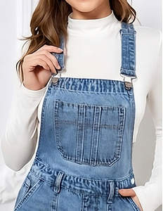 Vestidos de Verano con Bolsillos, Corte Regular, Estilo Romántico Vintage, Vestido Tipo Pinafore de Mezclilla Tejida para Primavera y Otoño - Product Image 4