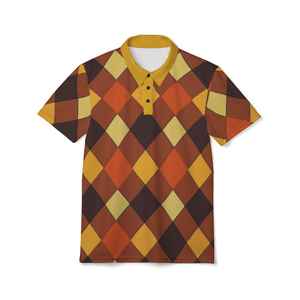 Wholesale <b>Mens</b> <b>70s</b> Vintage Retro Anti-Wrinkle Knitted Print Golf for <b>Shirts</b> Classic Nostalgia Design Custom Logo - Product Image 5