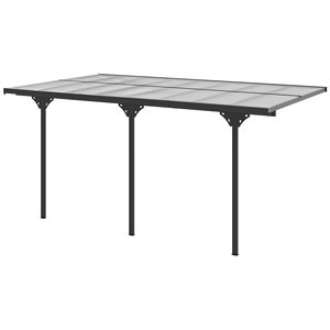 Gazebo de pérgola gris de techo rígido de 16,5x10 con paneles de policarbonato que combaten los rayos UV Dimensiones ajustables resistentes al agua Toldo y pérgola - Product Image 1