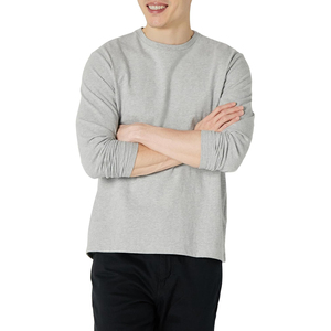2026 Trending Men's Navy Blue Long Sleeve Crew Neck T-Shirt Loose Fit Casual Knitted Polyester/Cotton Winter Embroidered - Product Image 2