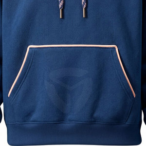 Sweat à capuche pour homme, bleu marine, coupe classique, décontracté, en molleton de coton, couleur unie, avec poches, pour l'automne, tricoté - Product Image 6