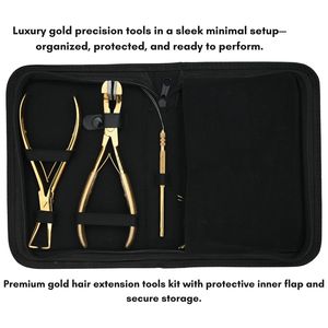 Kit d'outils pour extensions capillaires de salon : Pince à micro-perles en acier inoxydable, Pince à bandes adhésives, Outil de tirage à boucle, Mini-ciseaux - Product Image 5