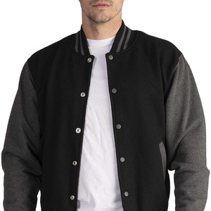 Custom Embroidery Varsity <b>Jacket</b> Black and <b>White</b> for <b>Men</b> Unisex College Style Waterproof Windproof Outerwear OEM Supplier - Product Image 1