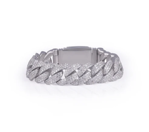 Bracelet Iced Cuban Link pour homme, chaîne en alliage plaqué rhodium, style hip-hop, micro-pavé de diamants, cadeau - Product Image 1
