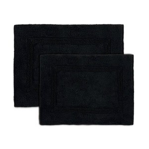 Alfombra de Baño de Algodón a Rayas Lavable a Máquina, Alfombra de Baño de Bambú Negra - Product Image 1