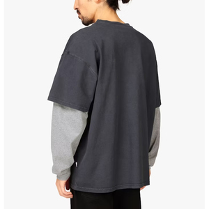 เสื้อยืดแขนยาวแบบมีเลเยอร์ รุ่นใหม่ล่าสุด สไตล์วินเทจ ผ้าฝ้ายฟอกสี ทรงฮิปฮอป  แบบเรียบ  สองชั้น  มีสินค้าพร้อมส่ง - Product Image 2