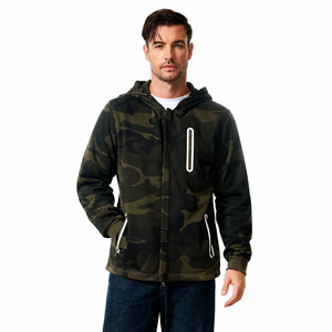 Veste à capuche softshell tactique camouflage pour homme |   Sweat à capuche de chasse imperméable à fermeture éclair intégrale avec poches utilitaires - Product Image 1