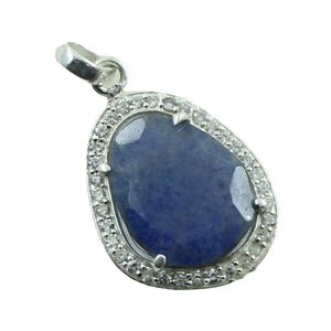 จี้หินแซฟไฟร์และเพชรสังเคราะห์ที่สวยงาม925เงินจี้อัญมณี925เงินอินเดีย - Product Image 3