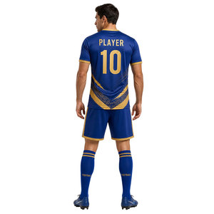 Conjunto de Uniforme de Fútbol Negro Personalizado para Hombre, Sublimado, Transpirable, de Secado Rápido, con Pantalones Cortos y Logotipo Personalizado - Product Image 4
