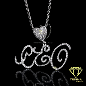 Collier Pendentif Lettre Personnalisée, Bijou Initial en Strass Sertis, Chaîne Cubaine Plaqué Or, Collier Hip Hop Bling pour Homme - Product Image 3