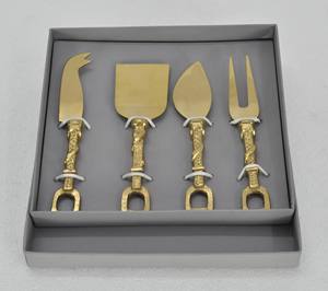Ensemble durable de 4 couteaux à fromage écologiques, lavables au lave-vaisselle, ensembles de couverts de luxe pour cafés, boulangeries, coffret cadeau - Product Image 1