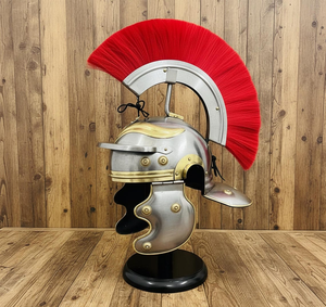 Casco de Centurión Romano de Metal con Penacho Rojo, Réplica Histórica de Casco de Guerrero Romano Antiguo, Decorativo, Coleccionable - Product Image 5