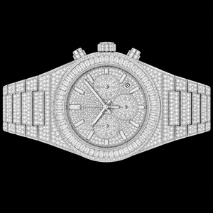 Reloj de Hombre en Tono Plateado con Incrustaciones de Piedras Brillantes, Esfera con Tres Subesferas, Visualización de Fecha, Reloj de Lujo para Fiestas - Product Image 2