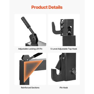 Attacco Rapido a 3 Punti con 2 Ricevitori, Capacità di Sollevamento 3000 Libbre, Bullone Regolabile a 5 Livelli, Categoria Adattamento Attacco a 3 Punti - Product Image 5