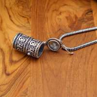Collier de roue de prière tibétain, pendentif Om Mani Padme Hum, médaillon bouddhiste en laiton et argent, bijoux de méditation