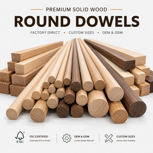 แท่งไม้บาสวูดกลมขัดเงาธรรมชาติสำหรับงาน DIY และตกแต่งบ้าน - Product Image 5
