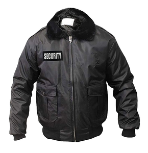 Chaqueta de Invierno para Guardia de Seguridad PRIMEFIELD ENTERPRISES, Chaqueta Bomber Negra de Poliéster con Cuello de Piel, Cierre de Cremallera, Uniforme Unisex - Product Image 1