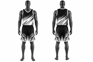 Men's Black White Geometric Basketball Jersey Set Sleeveless V-Neck Tank Top With Elastic Waist Shorts Moisture Wicking <b>Athletic</b> - Product Image 1