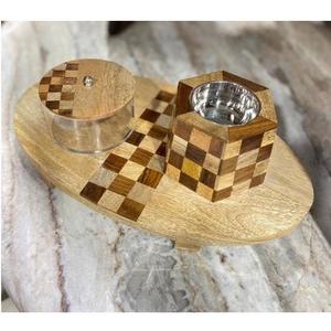 Aroma Wood Bakhoor <b>Burner</b> Hand-Made Incense <b>Burner</b> Set Geometric Pattern Aromatic Holder Religious Eco-Friendly All-Season Use - Product Image 2