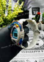 Montre numérique unisexe de luxe, style Hip Hop Bling, avec design Dragon Iced Out et diamants Moissanite colorés, pièce de déclaration