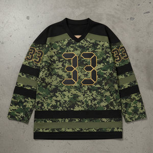 Streetwear noir camouflage, design imprimé par sublimation intégrale, vêtements de hockey sur glace camouflage, maillot Canada USA - Product Image 5